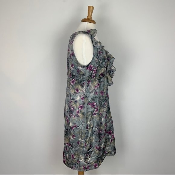 LOFT Multicolor Print Ruffle Dress Size 10 - Picture 5 of 9